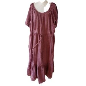 Old Navy 3X Dress Cotton Crinkle Crepe Maxi Swing Cottagecore Prairie Peasant